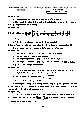 Đề thi học sinh giỏi cấp huyện năm học 2013 - 2014 môn Toán 9